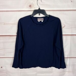 Folk Hansel from Basel Top Womens‎ S Blue Long Sleeve T-Shirt Round Neck Cotton